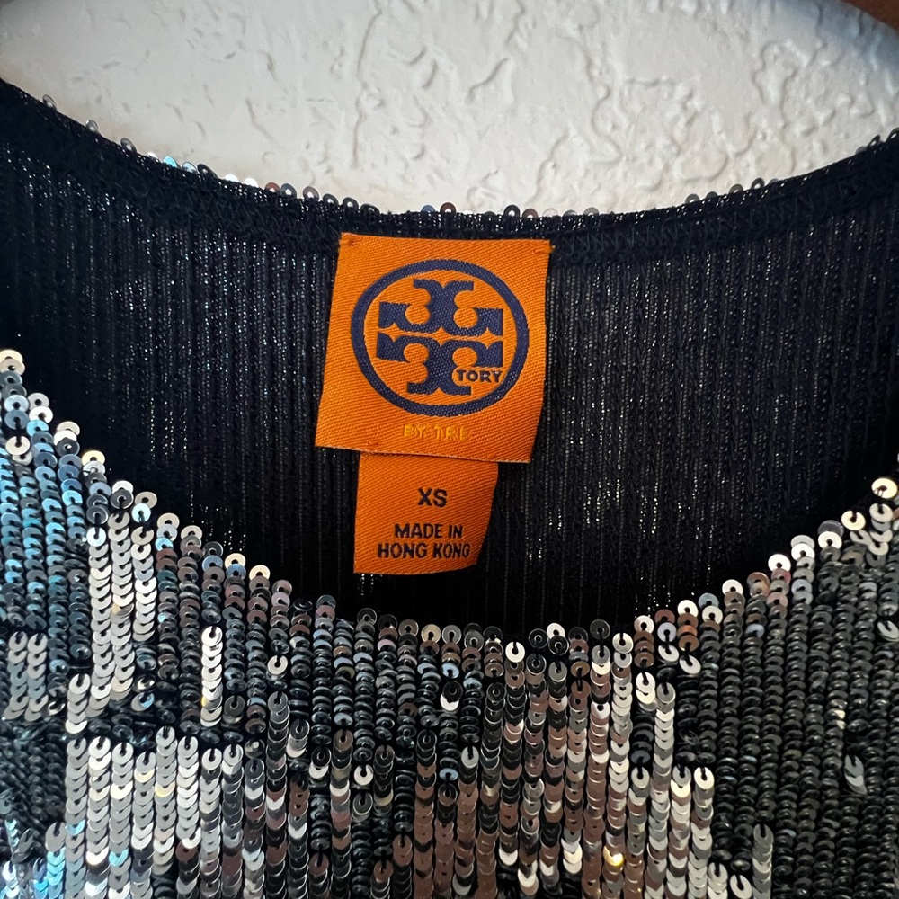 Tory Burch Silver Sequence Mesh Top - image 2